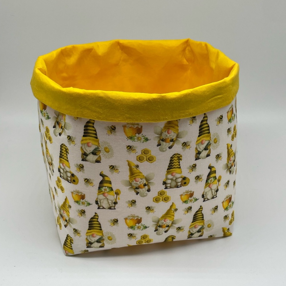 Handmade Fabric Basket / Gnome Decor / Gnomes / Yellow Basket